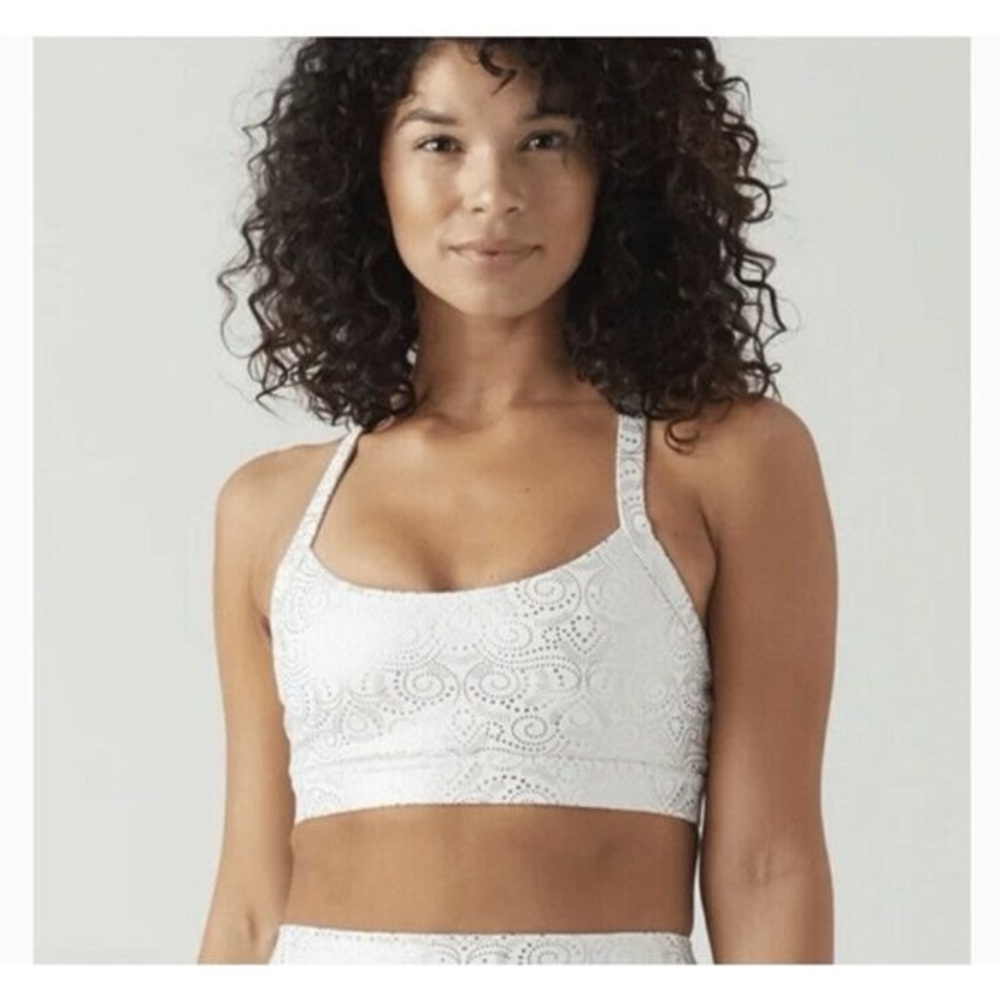 Glyder Lotus Sports Bra | White Royal Tide Print | Size M